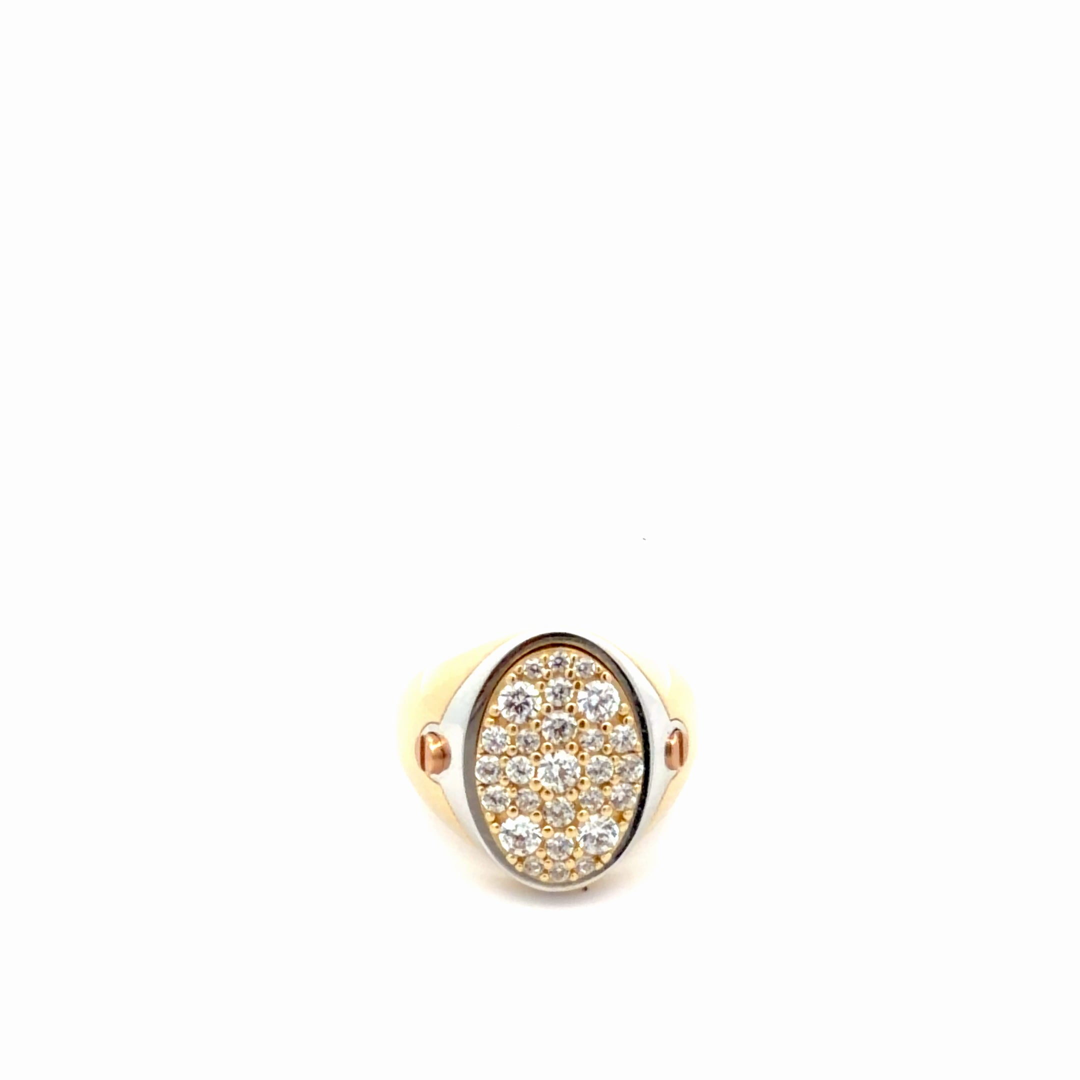 14k Tri-Color Gold Men's Ring With Oval Design Size 10.5" Weight 6.4 gr