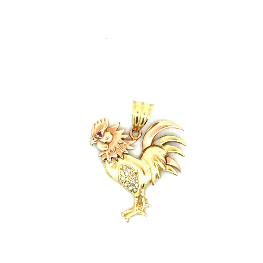14K Tri-Color Roster Pendant Weight 6.5 gr