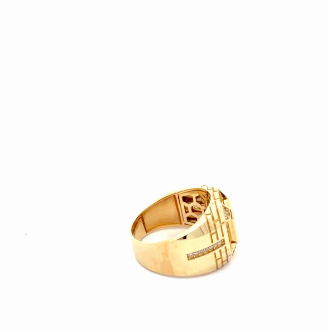 10k Yellow Gold Men's Fancy Ring With Cz Size 11