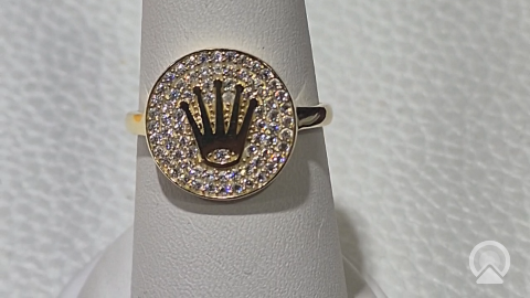 10K YELLOW CROW STYLE RING 0.45CZ Size 8" Weight 1.9GR