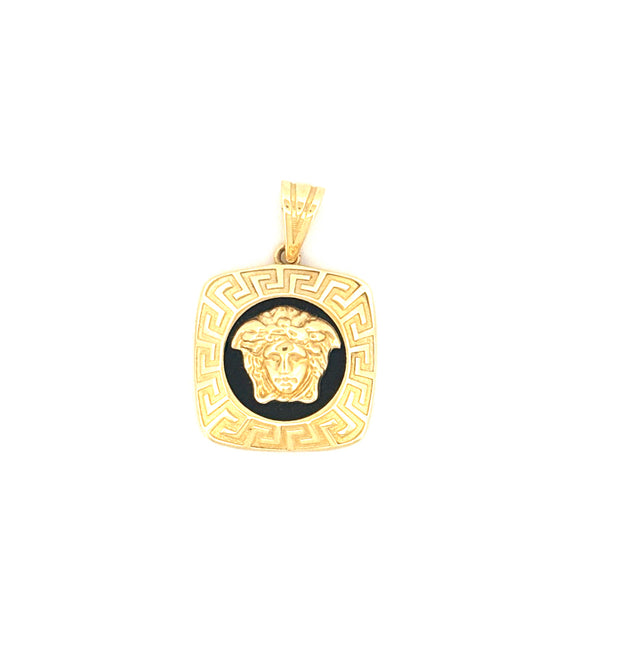 14K Yellow Gold Square Medusa Head Pendant Weight 5 gr