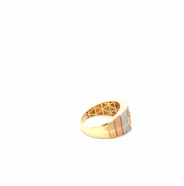 14k Tri-Color Gold Men's Fancy Ring  Weight 6.0gr Size 9.5