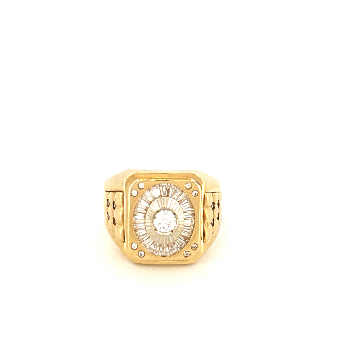 Anillo de Moda para Hombre de Oro Amarillo 10K con Circonita Talla 11 Peso 8.0 GR