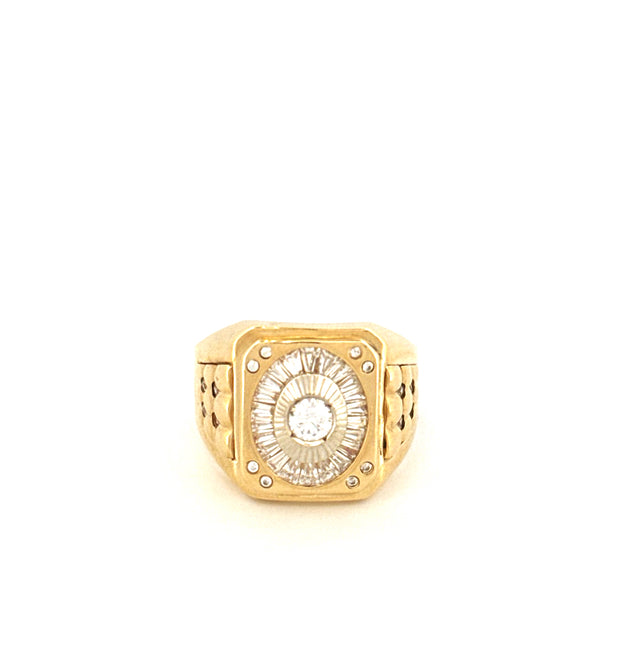 Anillo de Moda para Hombre de Oro Amarillo 10K con Circonita Talla 11 Peso 8.0 GR