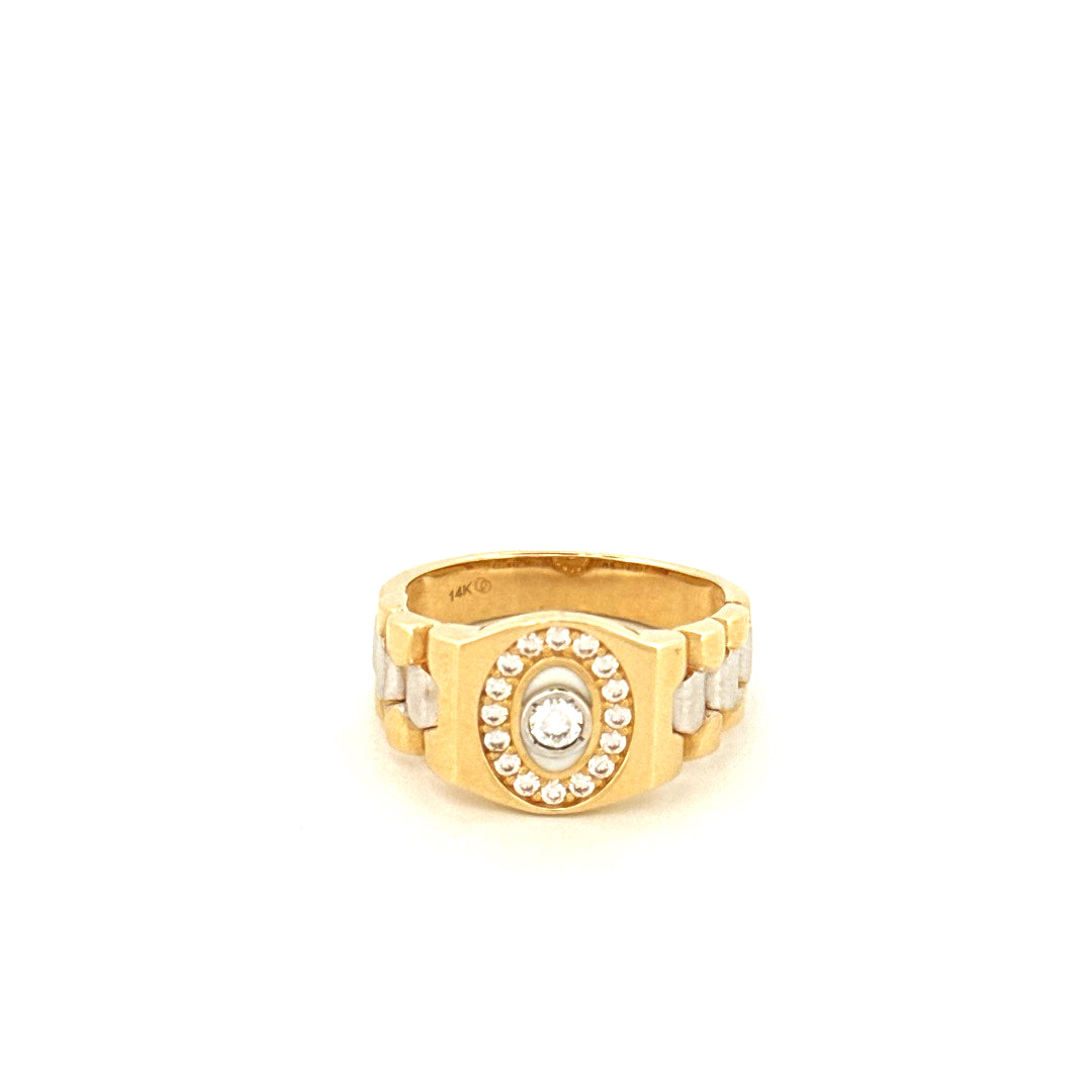 14k Tri-Color Gold Fashion Men's Ring Size 9 3/4 " Weight 6.3 gr