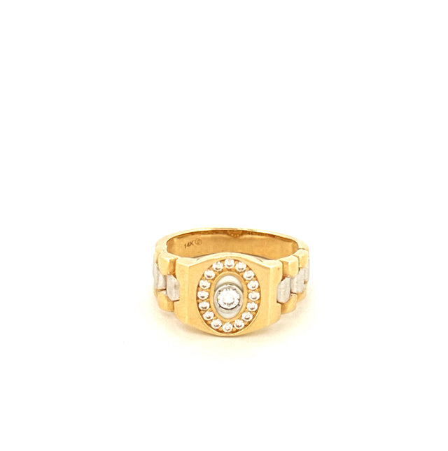 Anillo de moda para hombre de oro tricolor de 14k, talla 9 3/4