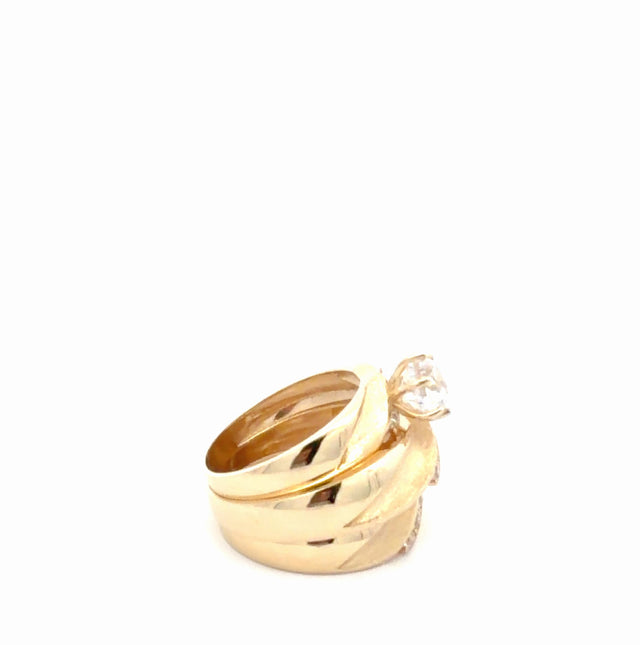10K YELLOW WEDDING BAND RINGS  CZ 10 1/4 7 7 1/2