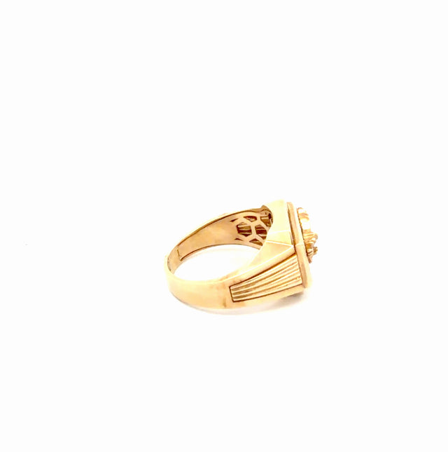 10k Yellow Gold Men's Ring With Eagle & Cz Size 10 1/2