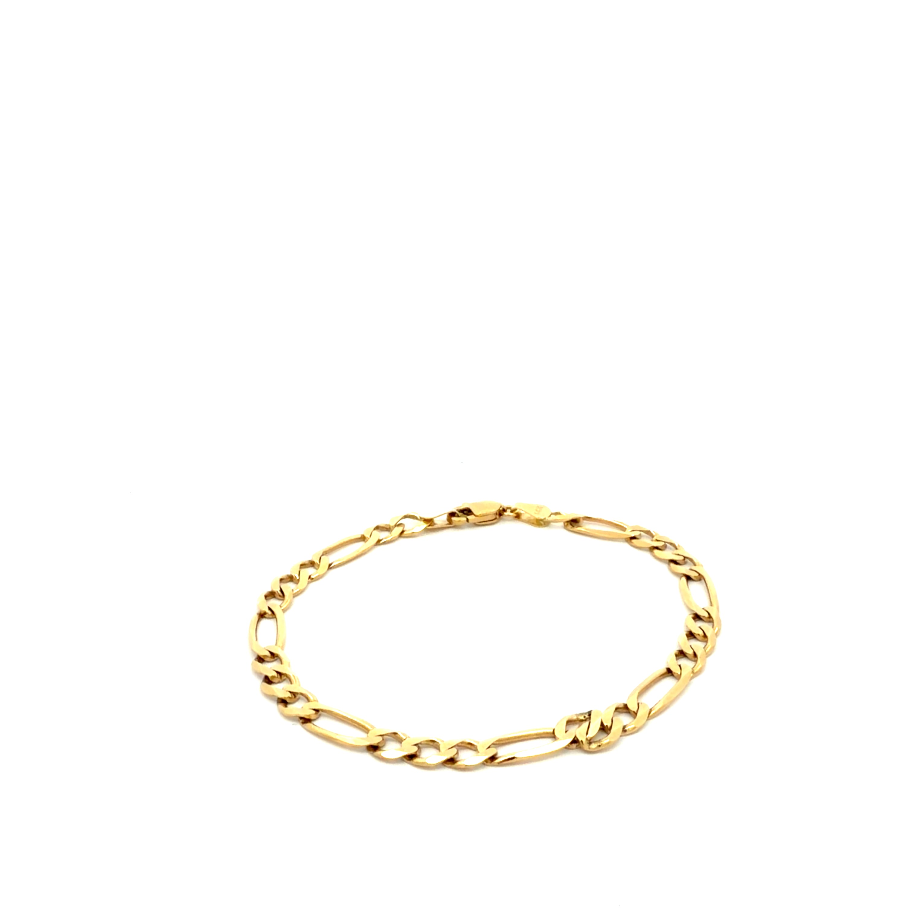 14k Yellow Gold Figaro Bracelet Size 7" Weight 5.3 gr