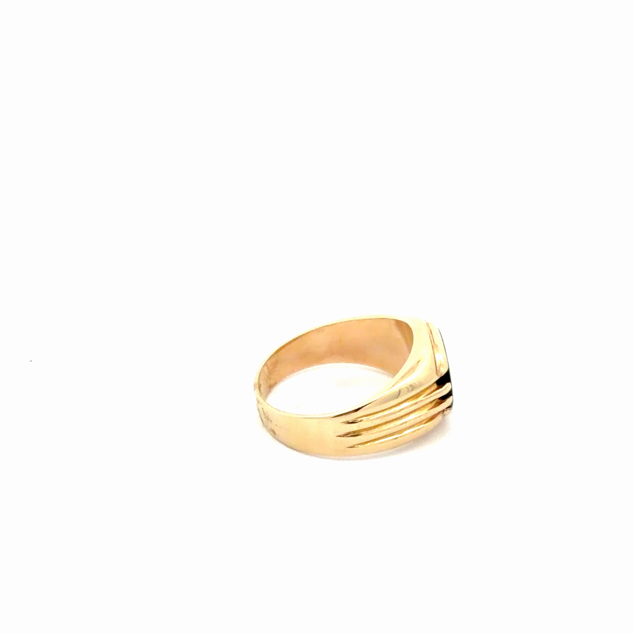 14k Yellow Gold Men's Fancy Ring With Oval Onyx Stone Size 11" Weight 8.2gr