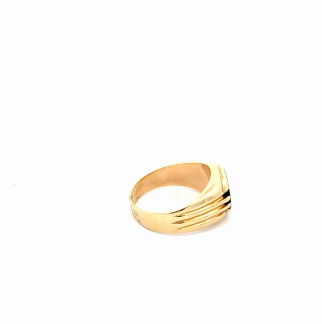 14k Yellow Gold Men's Fancy Ring With Oval Onyx Stone Size 11