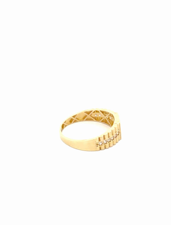 14K Yellow FANCY RING CZ Size 10 1/2