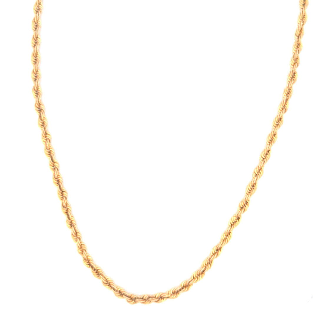 Cadena de soga de oro amarillo de 10K, tamaño 24, peso 10.9 gr