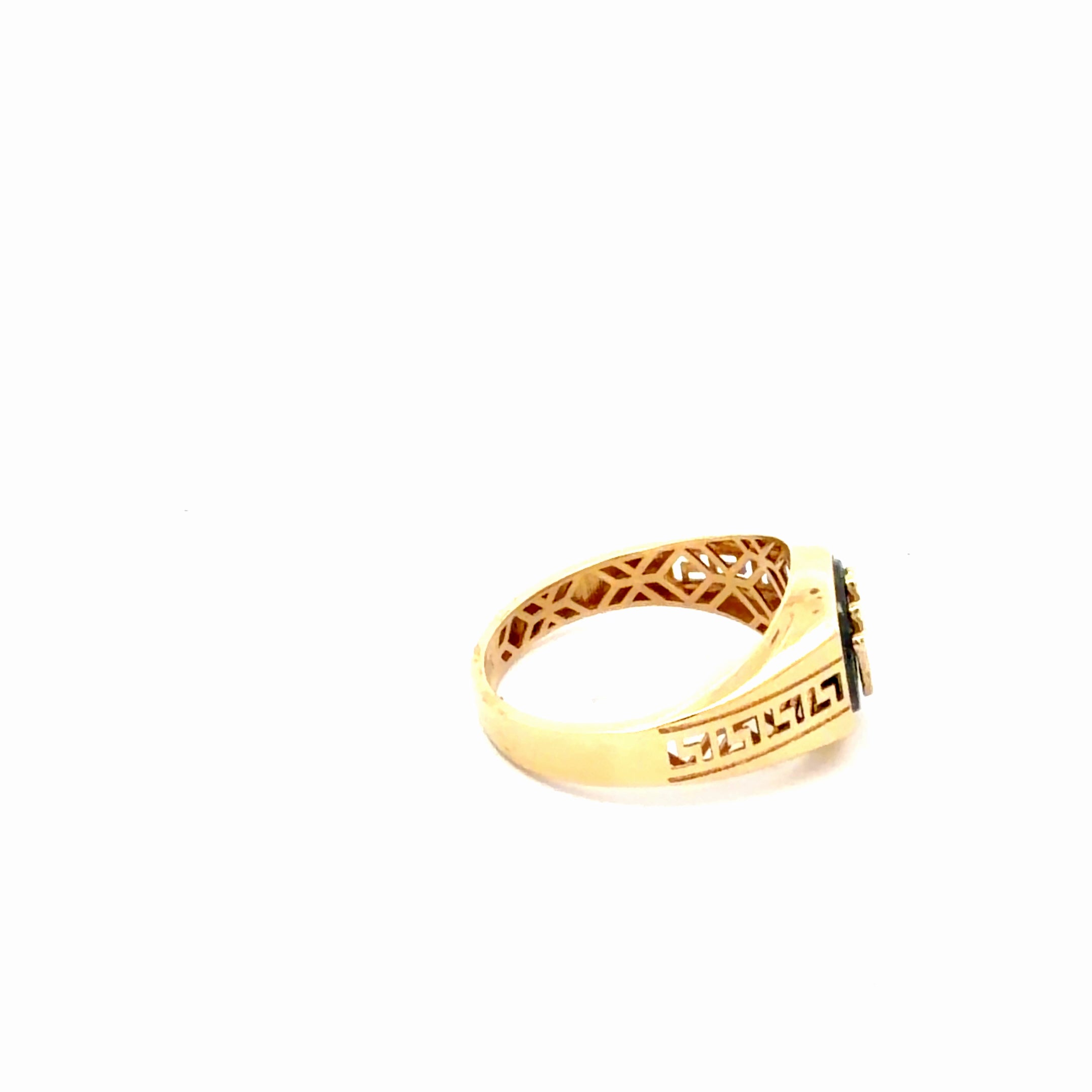 14K Yellow Gold Fancy Ring With Crown  Size 10 1/2" Weight 4.6GR
