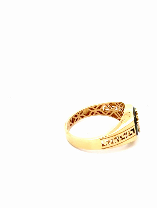 14K Yellow Gold Fancy Ring With Crown  Size 10 1/2