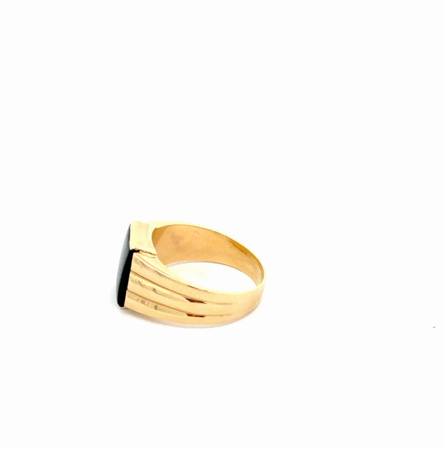 14k Yellow Gold Men's Ring With Black Square Stone Size 11 1/4 Weight 8.8 gr