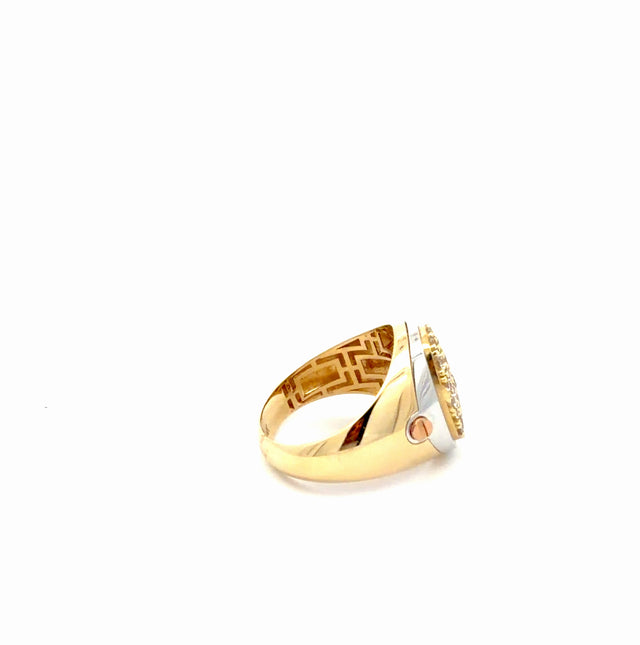 14k Tri-Color Gold Men's Ring With Oval Design Size 10.5