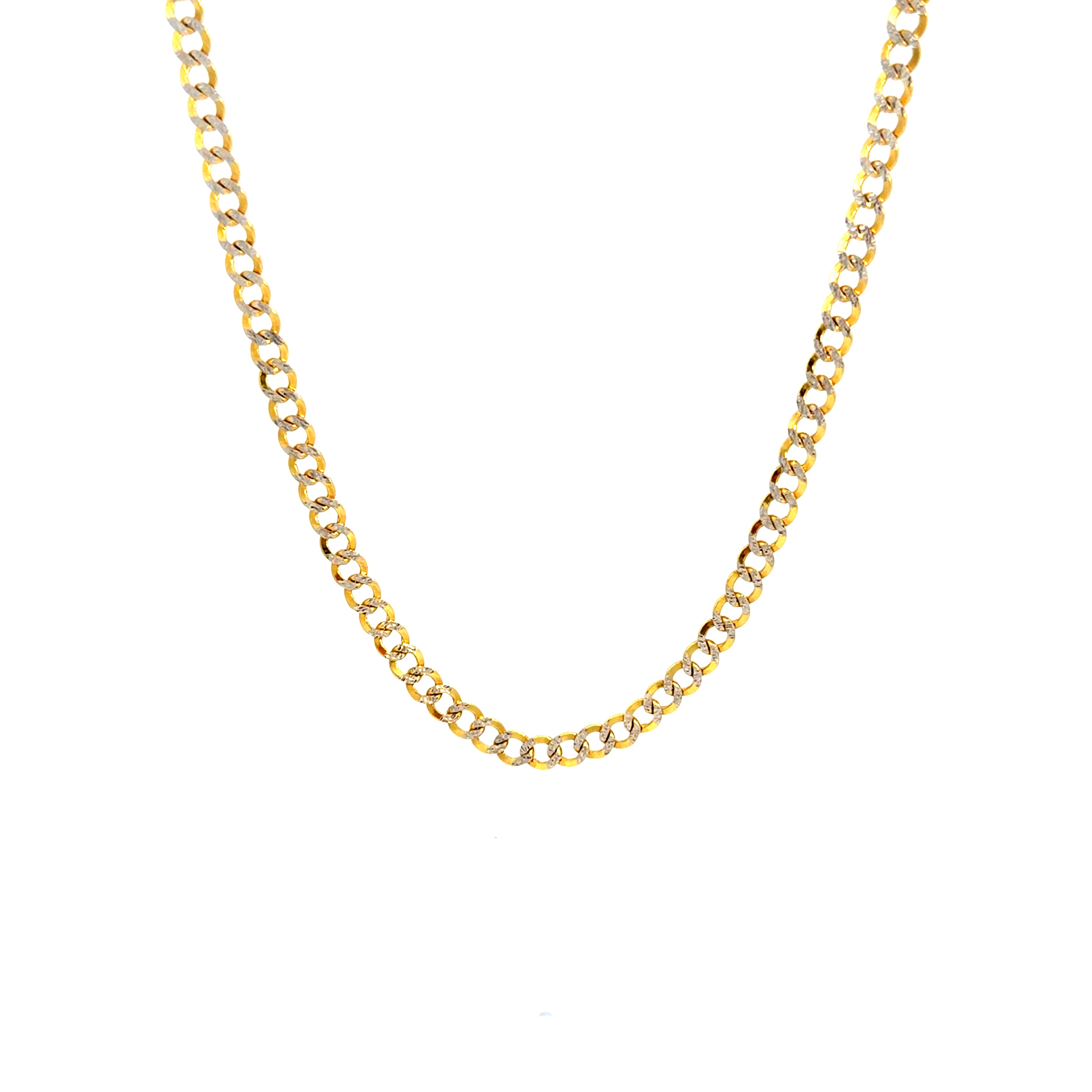 14k Two-Tone Gold Curb Link Chain Size 22"  Weight 15.9 gr
