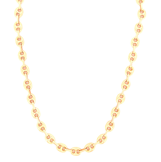14K Yellow Gold Puffed Mariner Chain Size 23