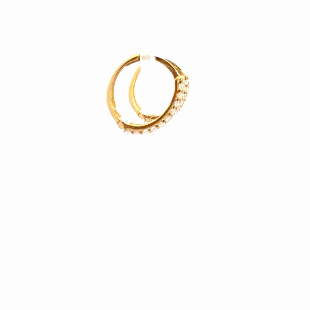 10K Yellow Gold Hoop Earrings 0.28CZ  2.7GR