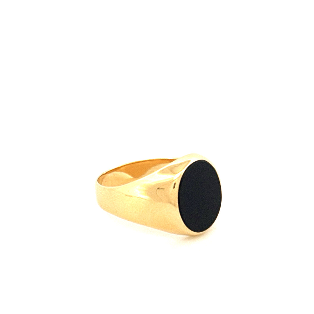 Anillo de oro amarillo de 14k con ónix negro para hombre, talla 8, peso 4.0 gr