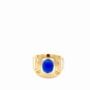 14k Tri-Color Gold Men's Fancy Blue Stone Ring With Cz Size 10 Weight 7.4gr