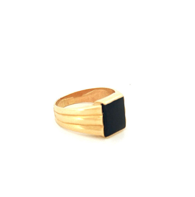 Anillo de ónix de oro amarillo de 14k para hombre, talla 11