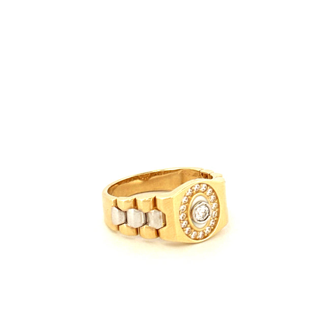 Anillo de moda para hombre de oro tricolor de 14k, talla 9 3/4