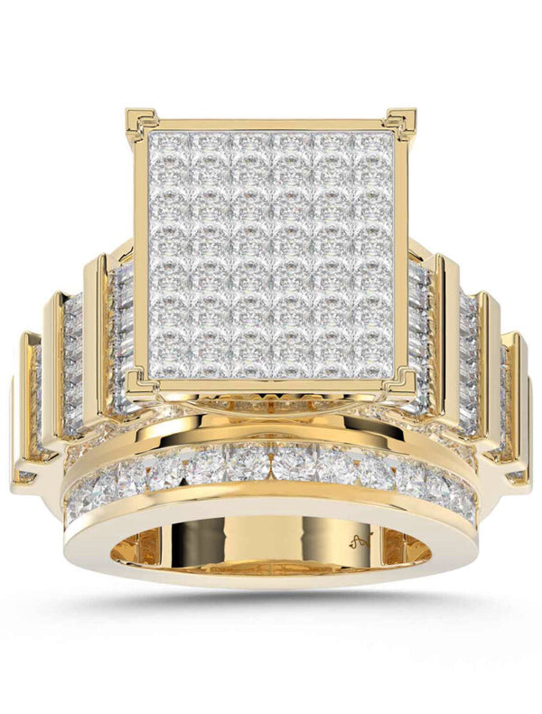 LADIES RING 4.00CT ROUND/PRINCESS/BAGUETTE DIAMOND 10K YELLOW GOLD