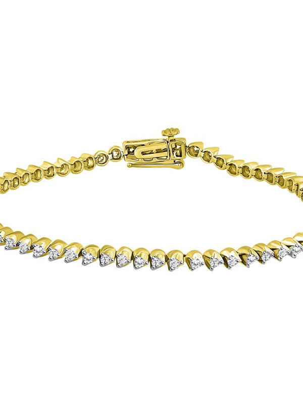 LADIES BRACELET 1.25CT ROUND DIAMOND 10K YELLOW GOLD
