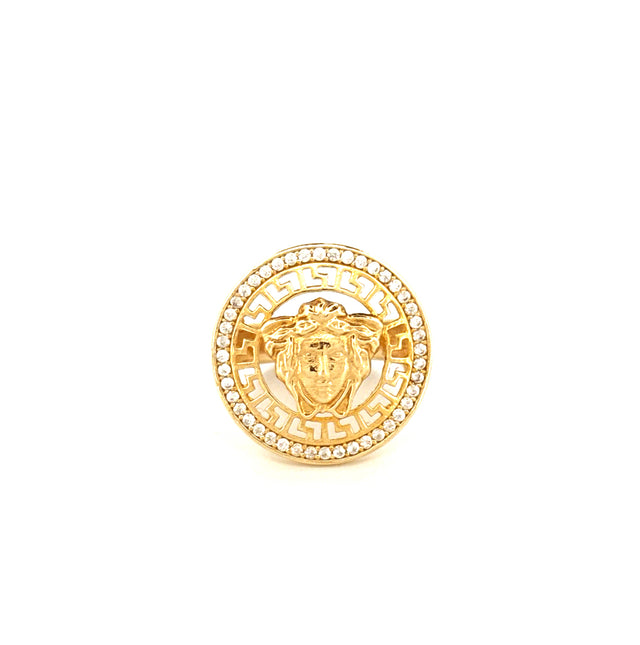 14k Yellow Gold Openwork Men's Ring Size 7 3/4