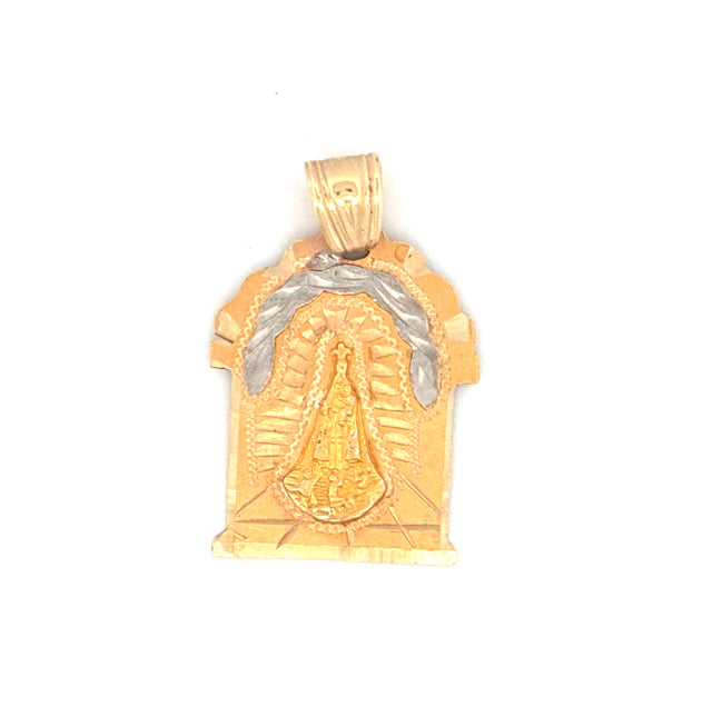 14K Two-Tone Gold The Virgin of Charity Pendant With Cz  Weight 5.0 gr