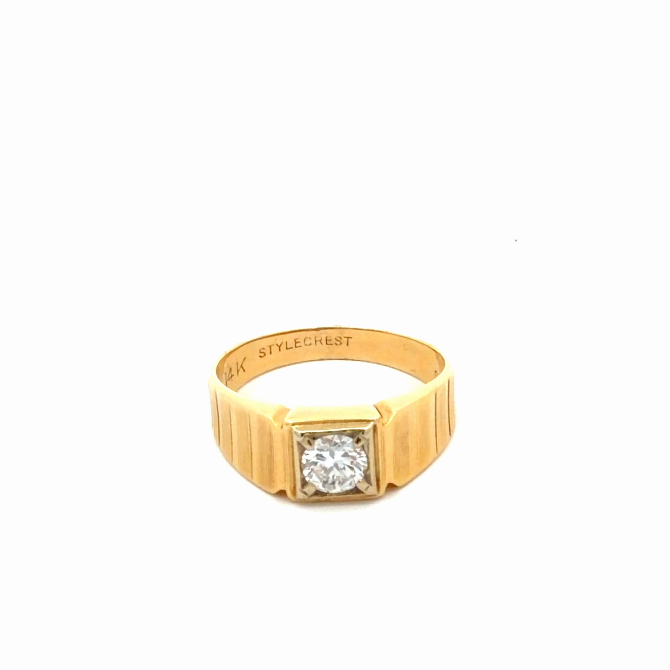 14K Yellow Gold Solitaire Ring with Diamond Size 10 1/2 Weight 5 gr