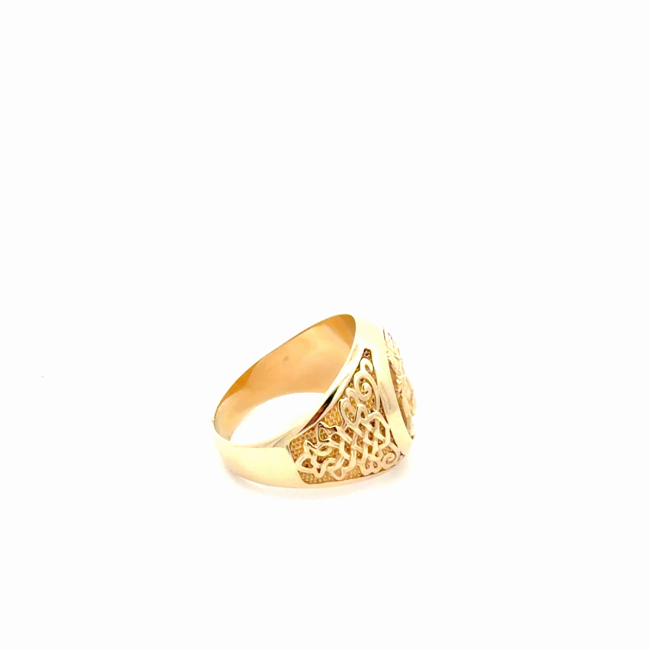 14K Yellow Gold Men's Fancy Ring  With Jesus Christ Face Size 10  Weight 10.5GR