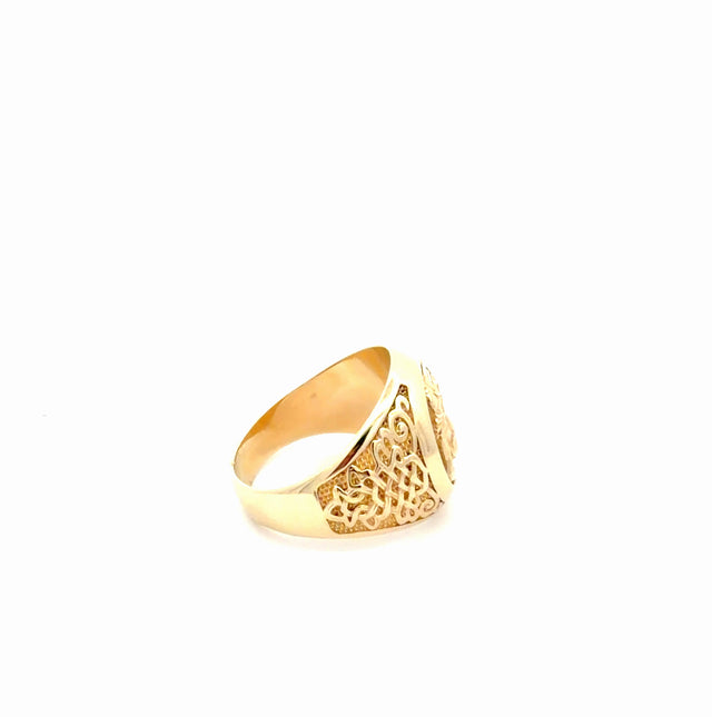 14K Yellow Gold Men's Fancy Ring  With Jesus Christ Face Size 10  Weight 10.5GR