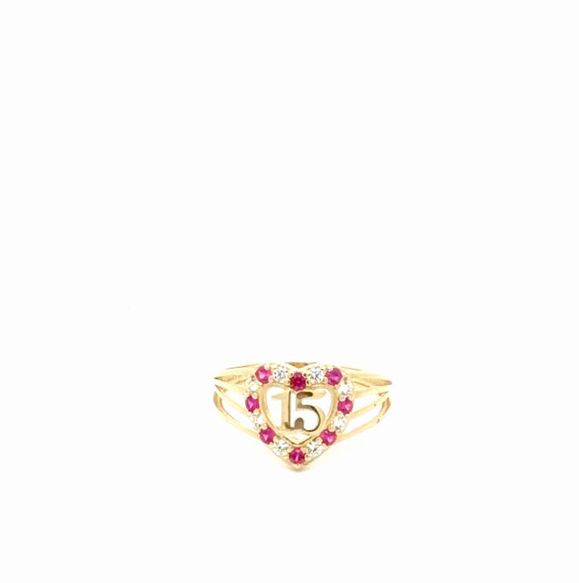 10K Yellow Gold Fancy Ring With Heart 