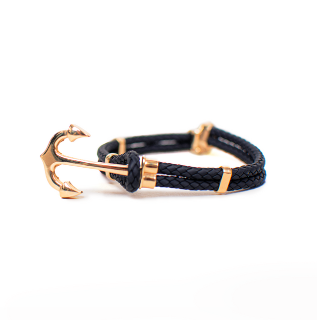 Anchor Bracelet with Black Rope.