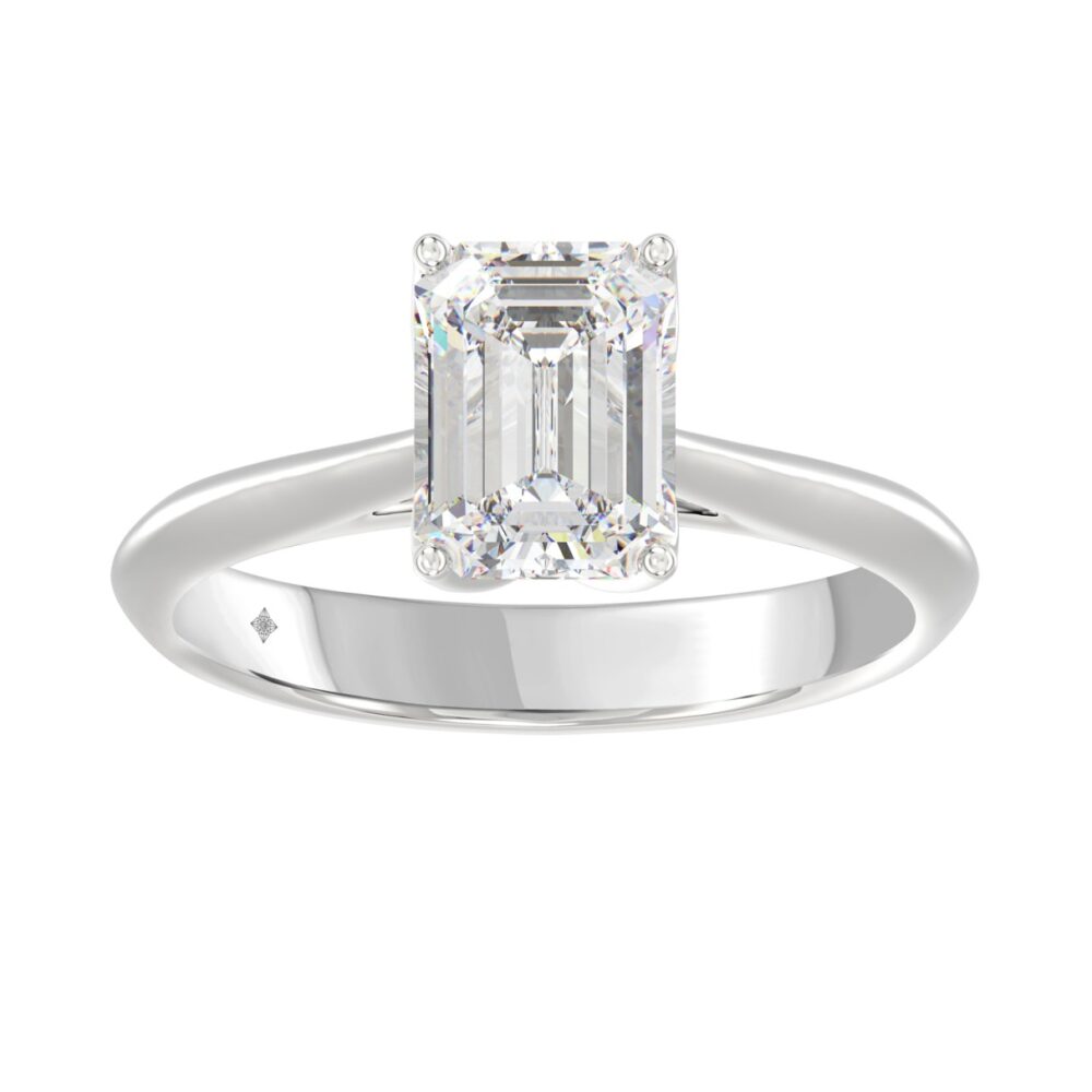 ANILLO SOLITARIO PARA DAMA ESMERALDA DE 2 QUILATES DIAMANTES ORO BLANCO DE 14K