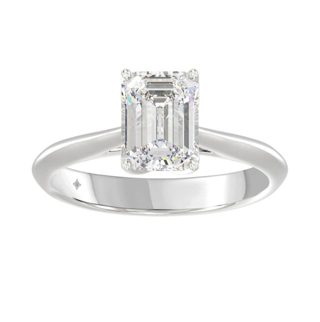 ANILLO SOLITARIO PARA DAMA ESMERALDA DE 2 QUILATES DIAMANTES ORO BLANCO DE 14K