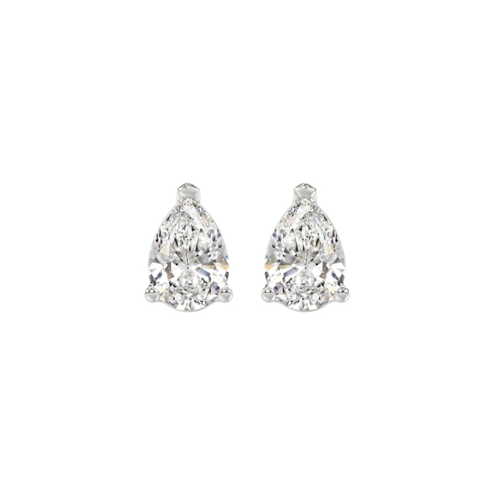 PENDIENTES SOLITARIO DE MUJER DIAMANTE PERA 2 QUILATES ORO BLANCO 14K