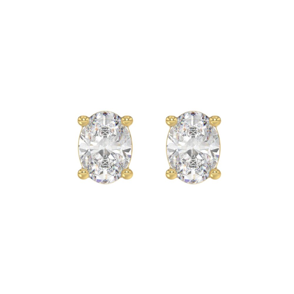 PENDIENTES SOLITARIOS PARA SEÑORA DIAMANTE OVALADO DE 3 CT ORO AMARILLO DE 14K (DIAMANTE OVALADO CENTRAL DE 1 1/2 CT)