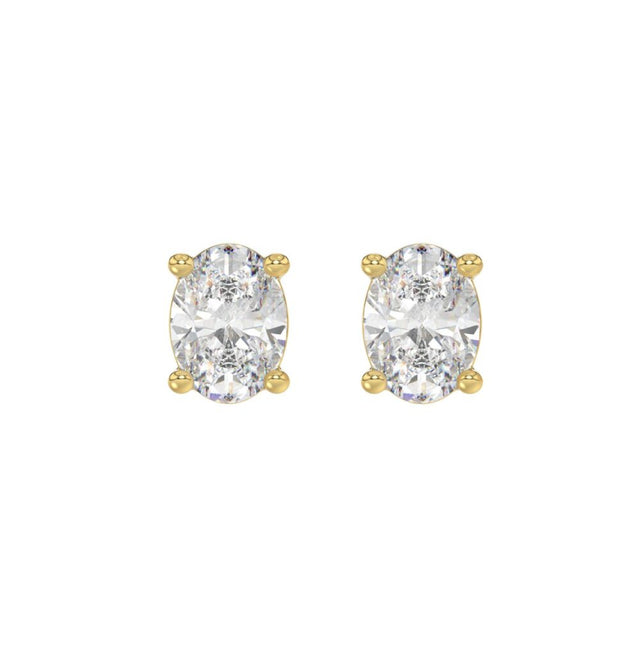 PENDIENTES SOLITARIOS PARA SEÑORA DIAMANTE OVALADO DE 3 CT ORO AMARILLO DE 14K (DIAMANTE OVALADO CENTRAL DE 1 1/2 CT)