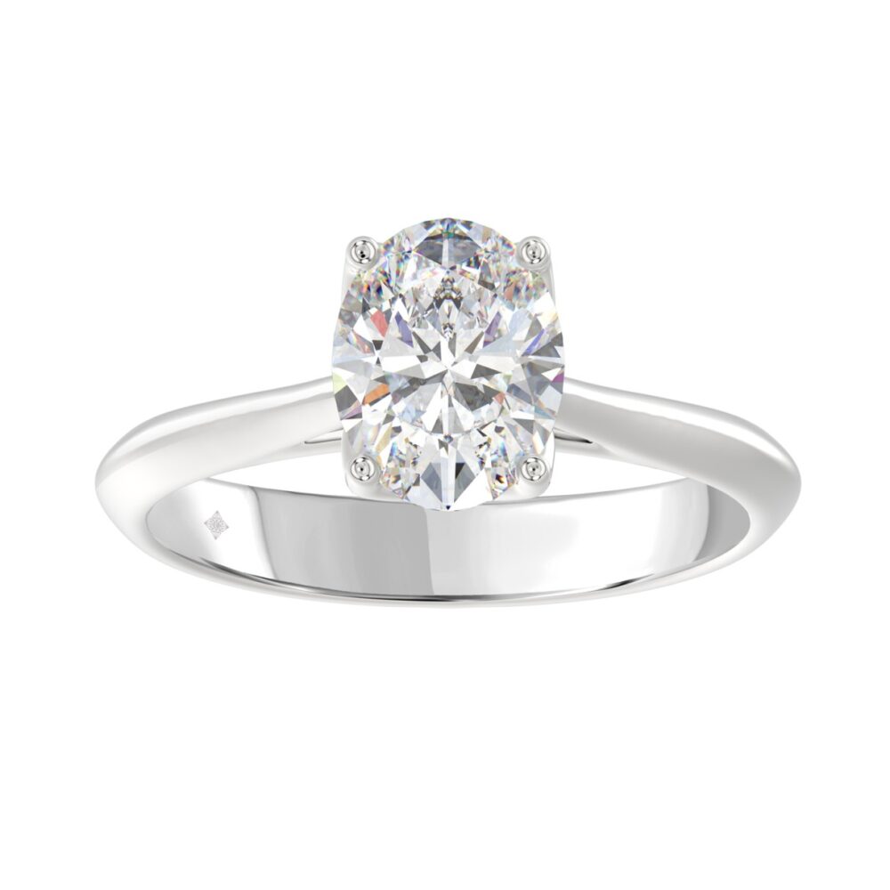 ANILLO SOLITARIO PARA DAMA CON DIAMANTE OVALADO DE 2 QUILATES EN ORO BLANCO DE 14K