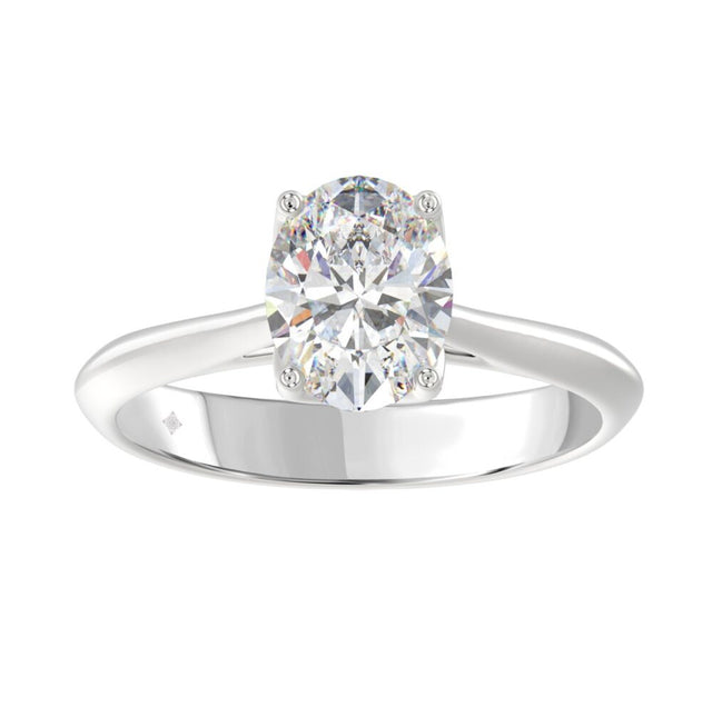ANILLO SOLITARIO PARA DAMA CON DIAMANTE OVALADO DE 2 QUILATES EN ORO BLANCO DE 14K