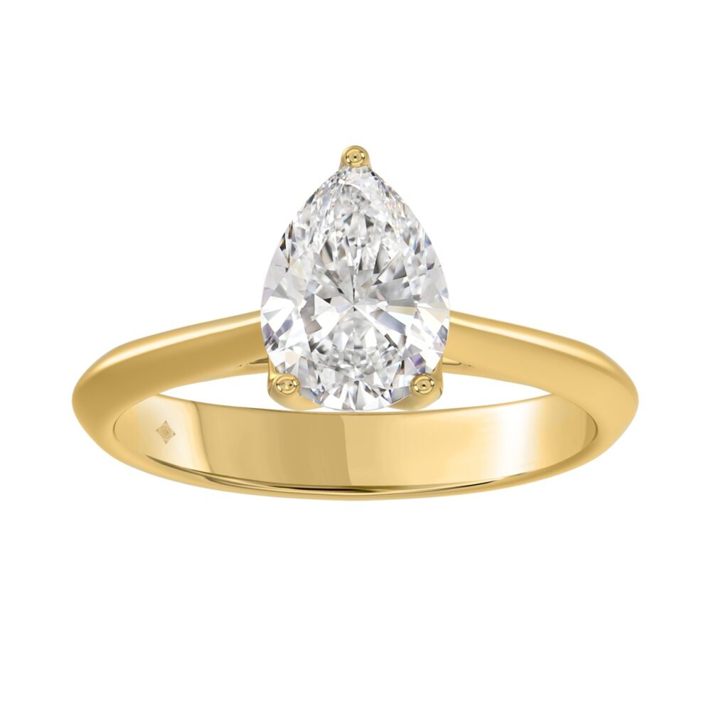 ANILLO SOLITARIO PARA DAMA, DIAMANTE DE PERA DE 2 QUILATES, ORO AMARILLO DE 14K