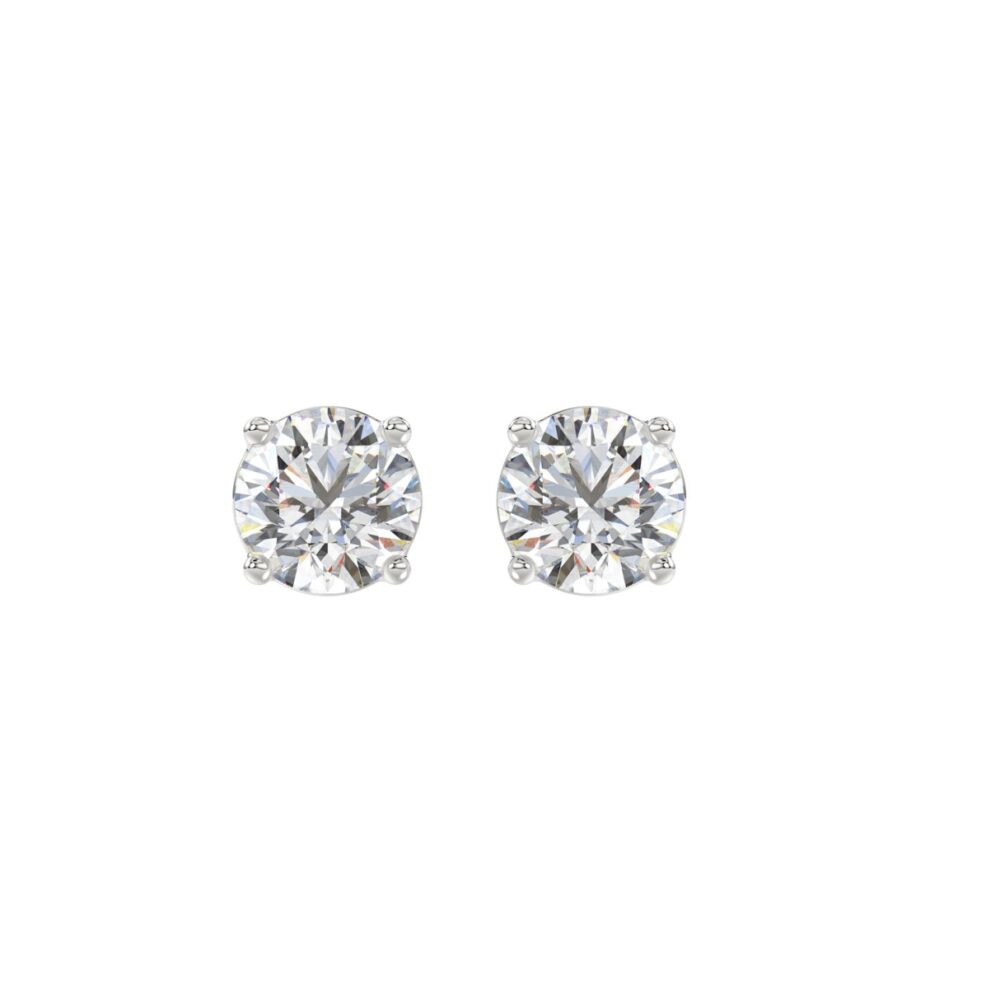 PENDIENTES SOLITARIO DE MUJER DIAMANTE REDONDO 2CT ORO BLANCO 14K