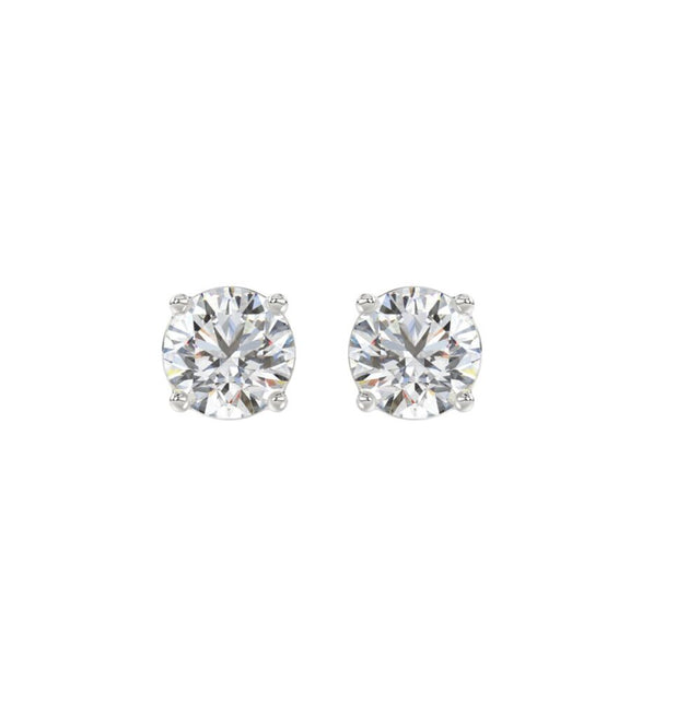 PENDIENTES SOLITARIO DE MUJER DIAMANTE REDONDO 2CT ORO BLANCO 14K