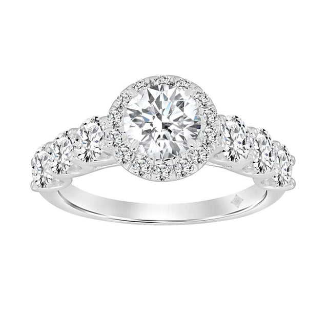 14K WHITE GOLD 2 3/4CT ROUND DIAMOND LADIES RING (CENTER STONE ROUND DIAMOND 1CT )
