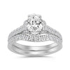 CONJUNTO NUPCIAL DE ANILLOS PARA DAMA EN ORO BLANCO DE 14K CON DIAMANTES REDONDOS/OVALADOS DE 1,5 QUILATES