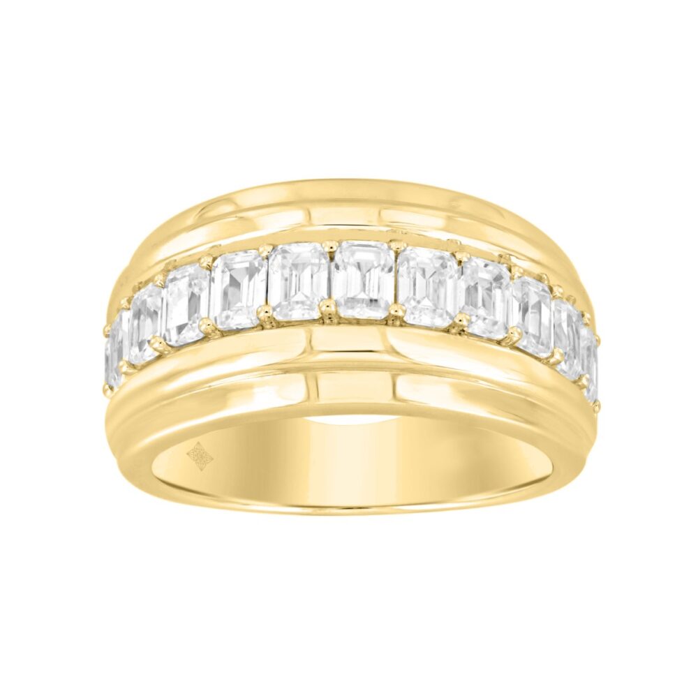 MEN’S BAND 3CT EMERALD DIAMOND 14K YELLOW GOLD